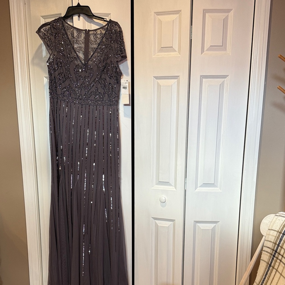 Adrianna Papell Moonscape Beaded Maxi Dress